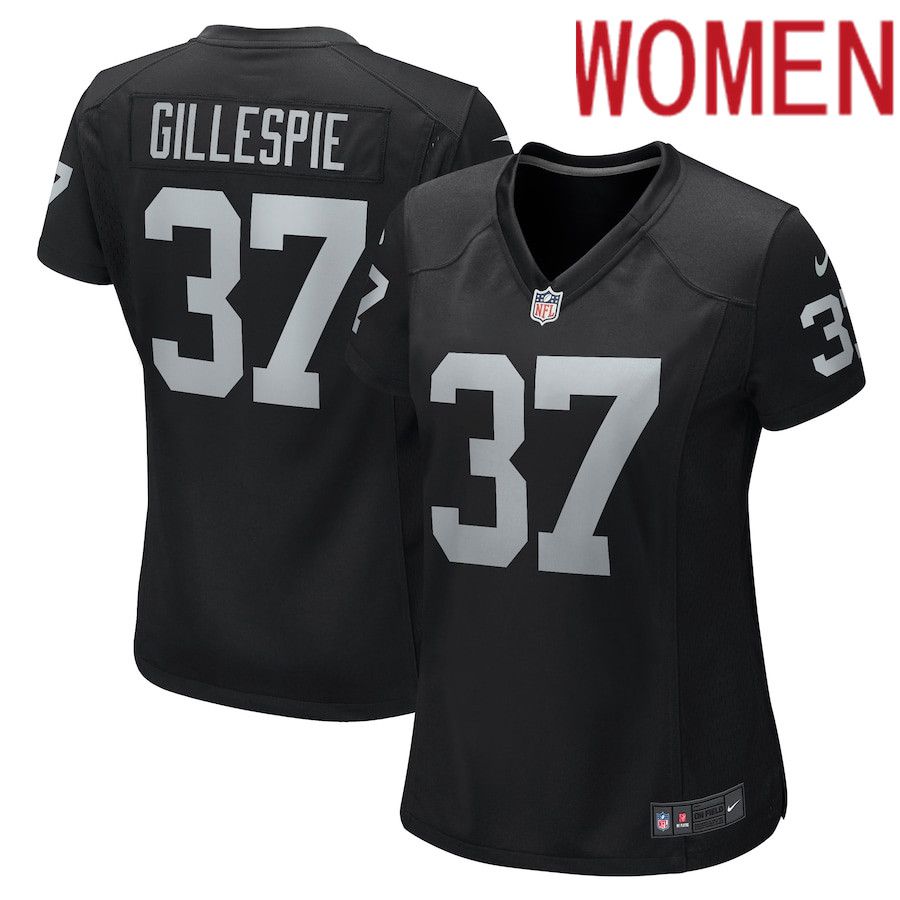 Women Oakland Raiders #37 Tyree Gillespie Nike Black Game NFL Jersey->women nfl jersey->Women Jersey